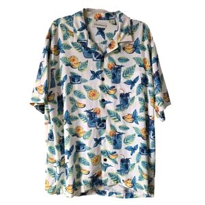Caribbean Men's Short Sleeve Hawaiian Print Shirt Size XL